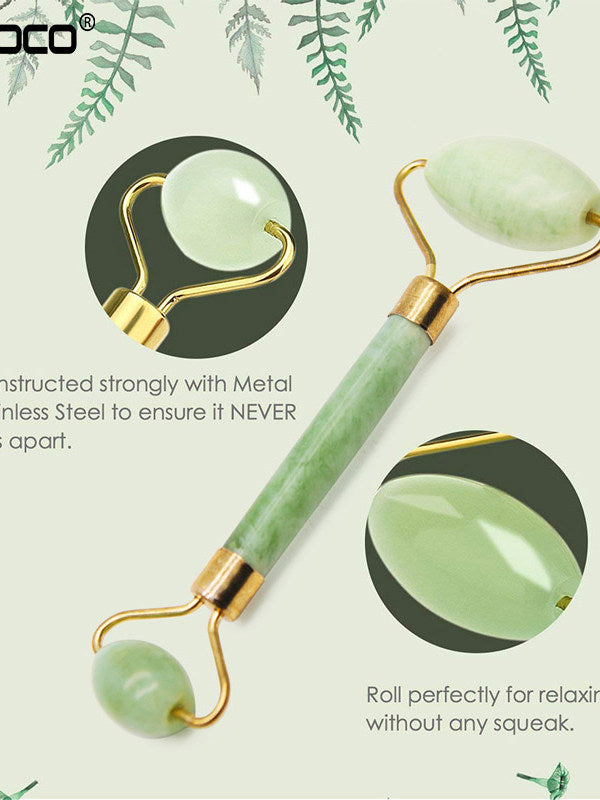 Double Natural Head Facial Massage Roller Jade Face Slimming
