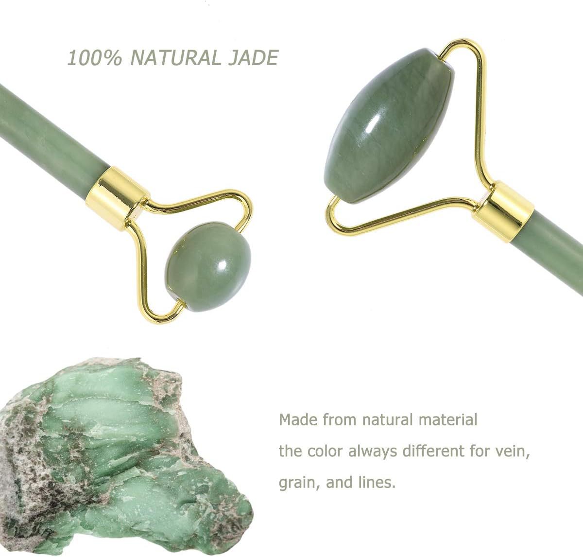 Double Natural Head Facial Massage Roller Jade Face Slimming