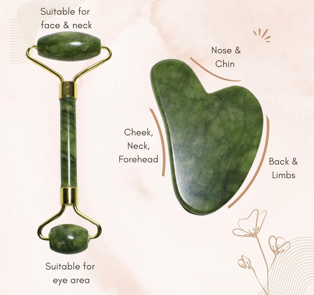 Double Natural Head Facial Massage Roller Jade Face Slimming