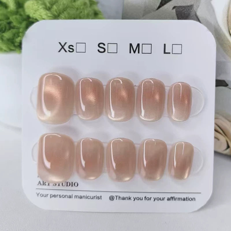 Nail Art 2026 New High-Quality Short Wearable Nail Ice Translucent Powder Nails High-Quality Removable Nail Art Patch