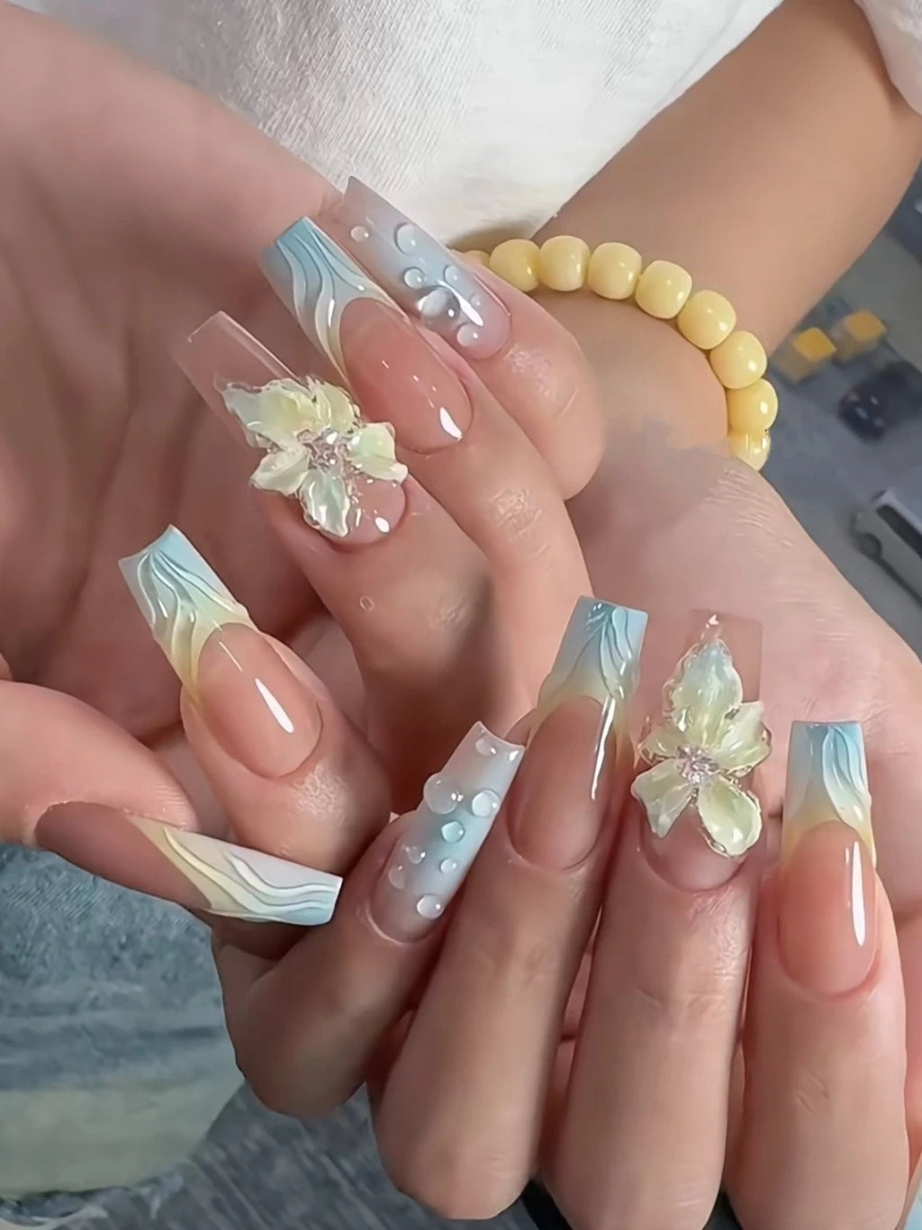 3D ice lily handmade nail art