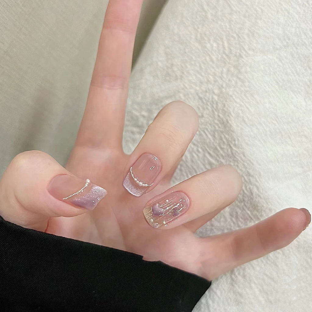 Gentle and sweet handmade wearable nail art