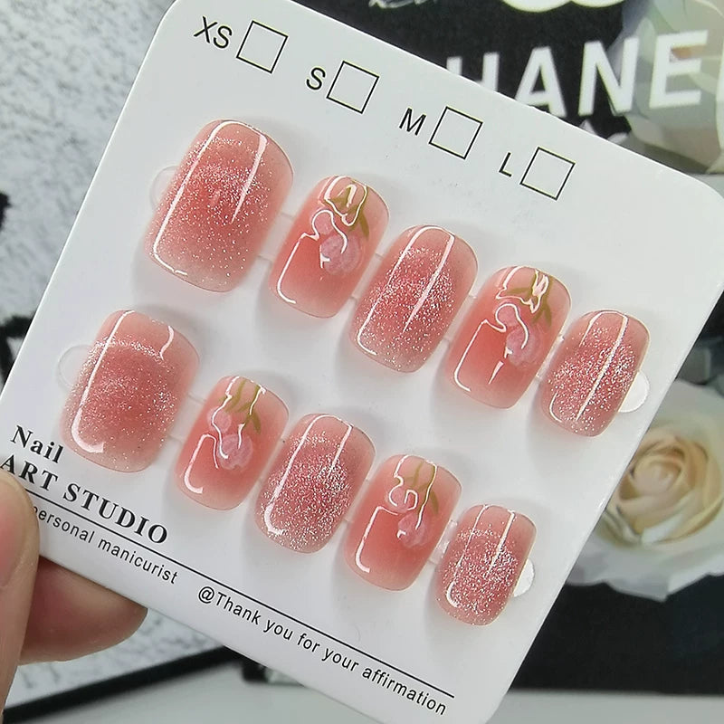 Nail Art Patch Temperament Handmade Manicure Wearable Manicure 2026 New Cat Eye Nail Patch Jelly Glue Whitening Nail Patch
