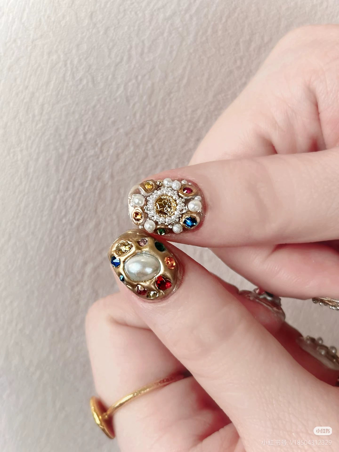 Retro-style handmade nail art