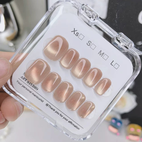 Nail Art 2026 New High-Quality Short Wearable Nail Ice Translucent Powder Nails High-Quality Removable Nail Art Patch