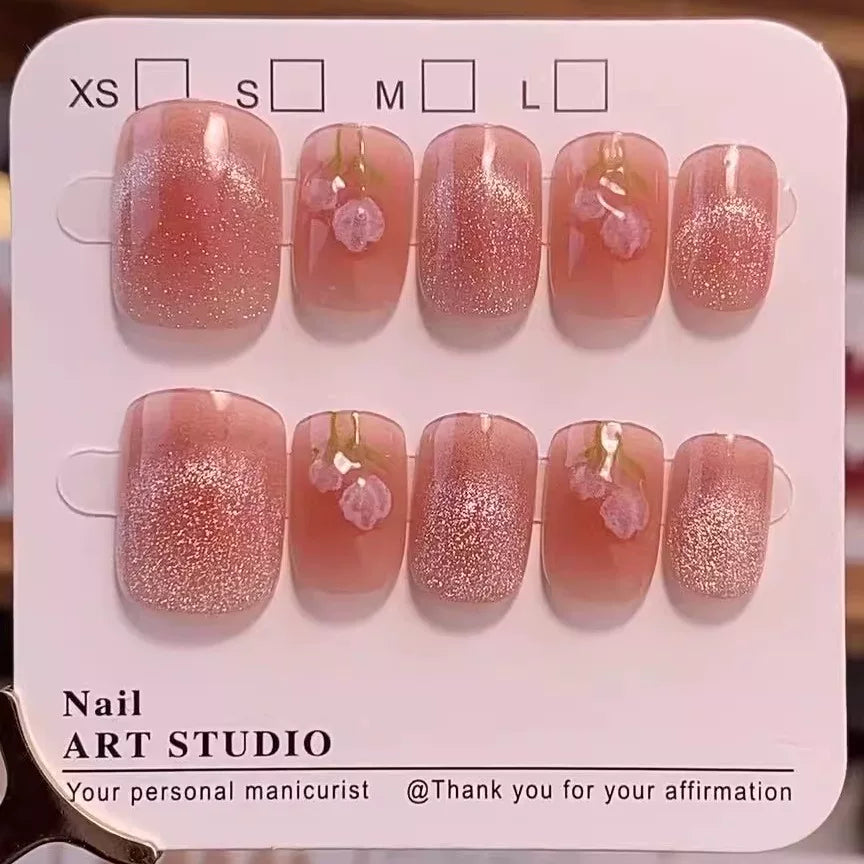 Nail Art Patch Temperament Handmade Manicure Wearable Manicure 2026 New Cat Eye Nail Patch Jelly Glue Whitening Nail Patch