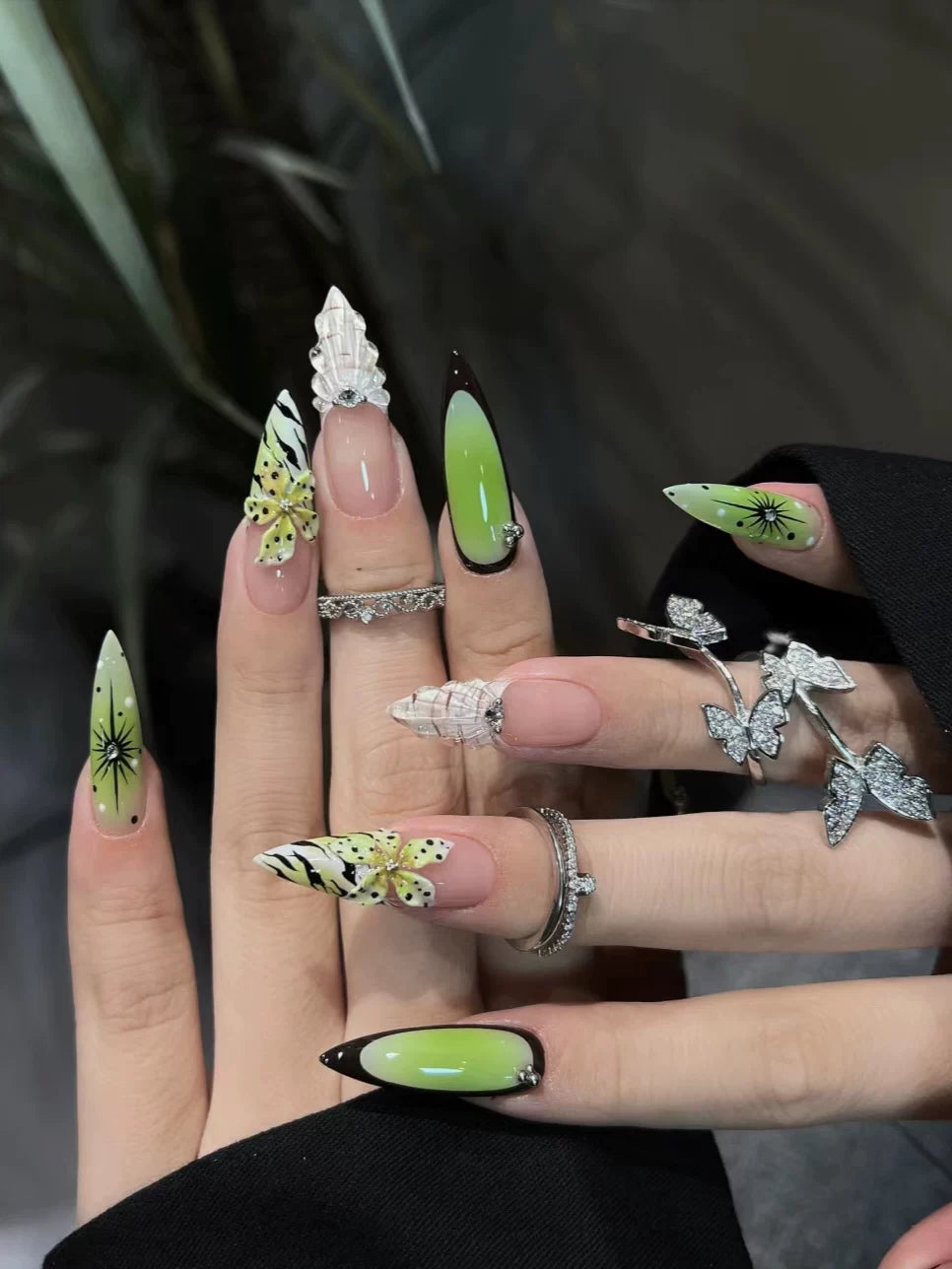 Summer Avocado Green Handmade Wearable Nail Art