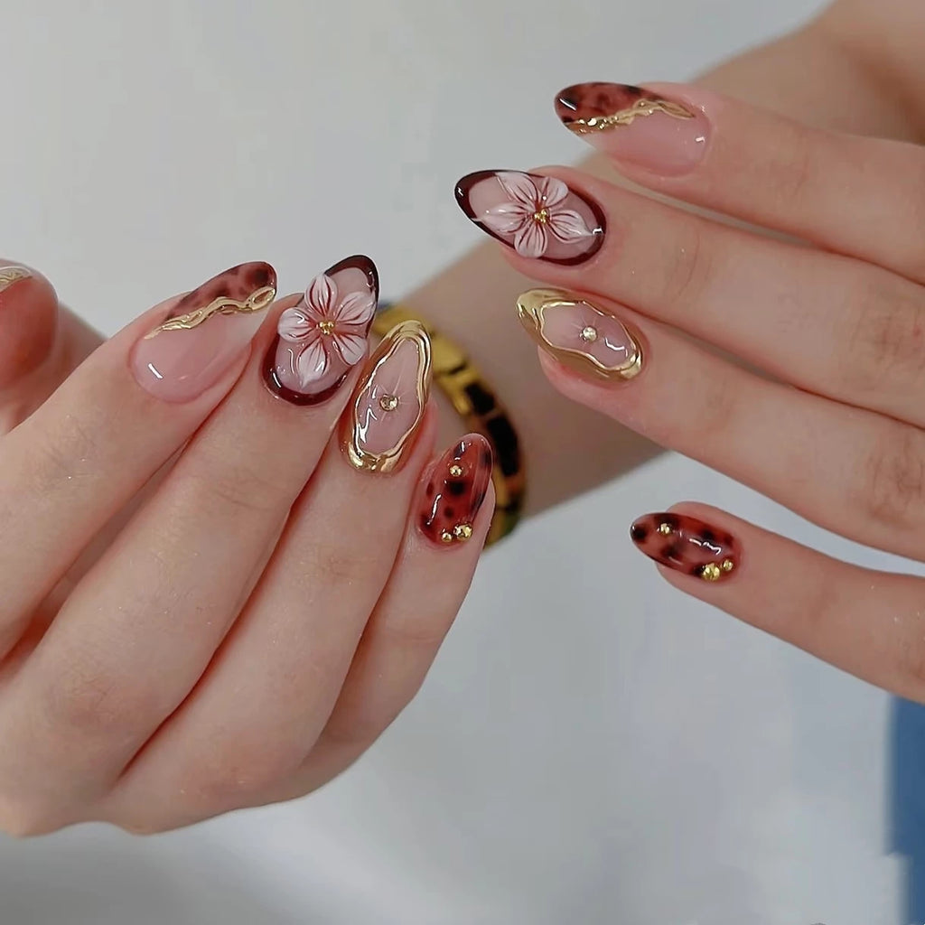 Gold mirror finish handmade wearable nail art