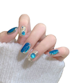 High-end temperament Bratic Lake Blue Rose Grape multi-color flash cat eye removable fake nails wearable manicure