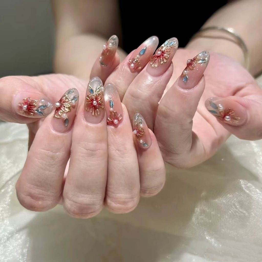 New Chinese-style handmade imitation enamel nail art