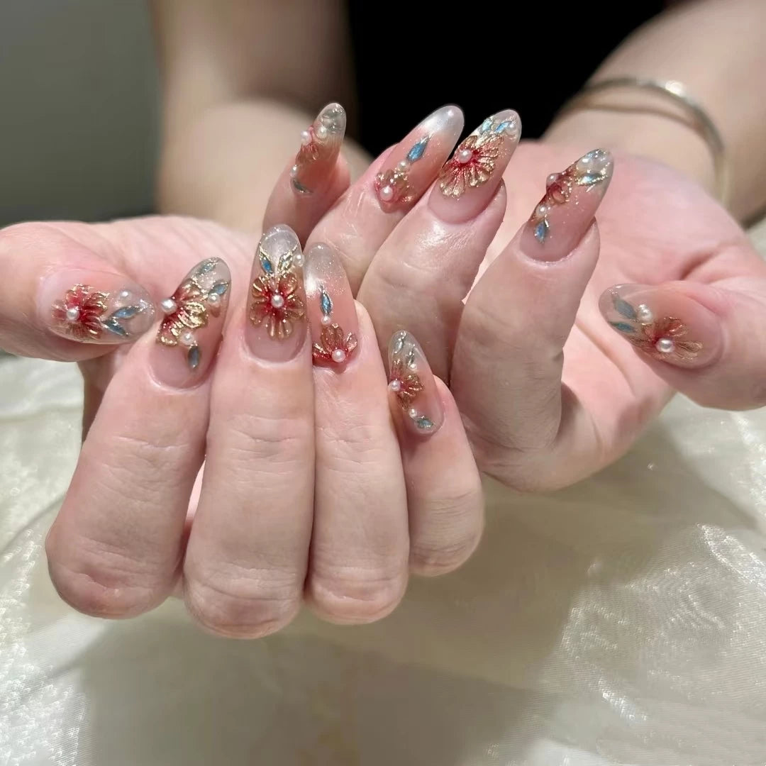 New Chinese-style handmade imitation enamel nail art