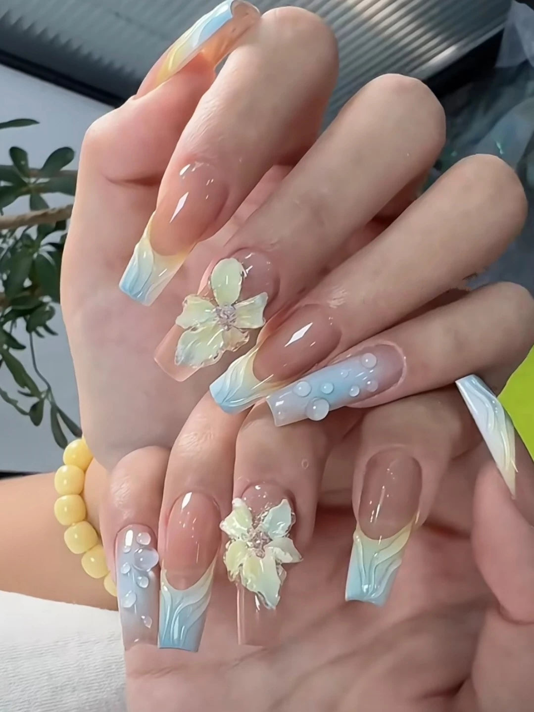 3D ice lily handmade nail art