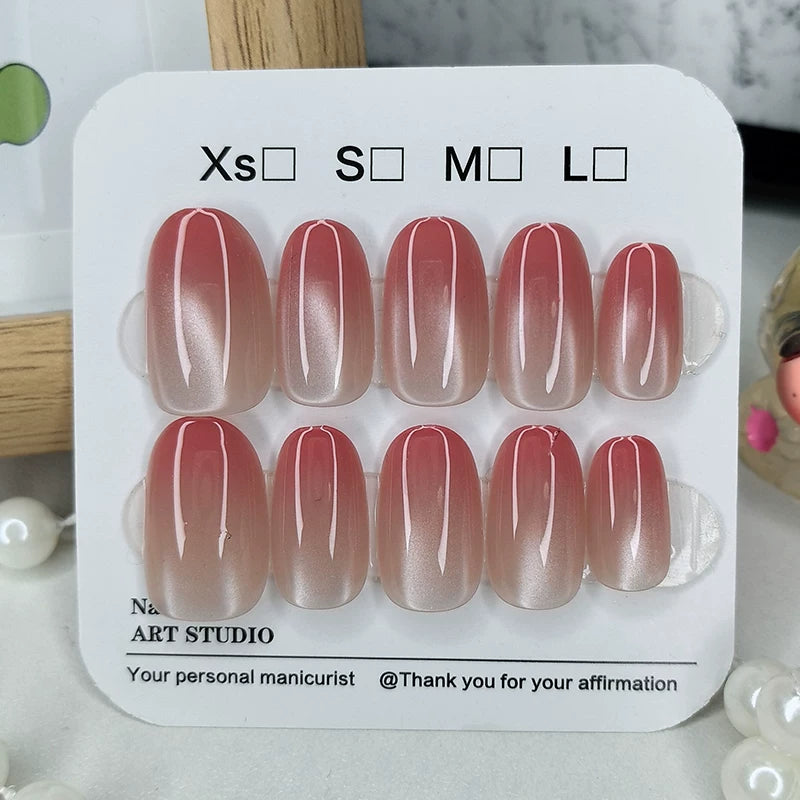 (Length optional) Red Gradient Wearable Manicure Cat Eye Manicure Patch High-end Whitening Temperament Nail Patch