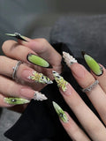 Summer Avocado Green Handmade Wearable Nail Art