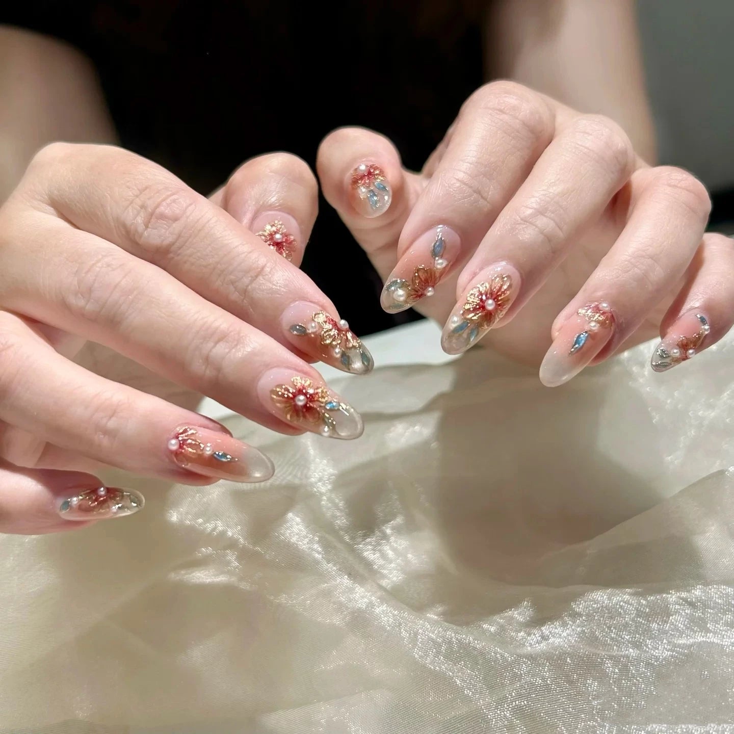 New Chinese-style handmade imitation enamel nail art