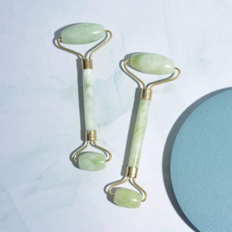 Double Natural Head Facial Massage Roller Jade Face Slimming