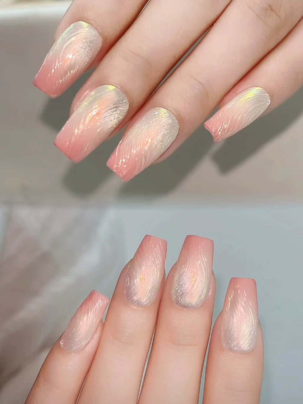 Whitening Aurora Ripple Handmade Wearable Nail Stickers