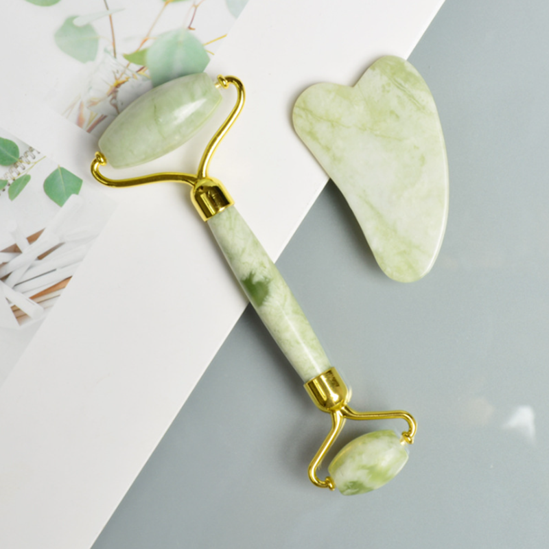 Double Natural Head Facial Massage Roller Jade Face Slimming