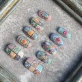 Gentle retro Moroccan tiles handmade wearable manicure bohemian style manicure