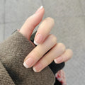 Hand-made short nails with French white edges, simple and versatile, whitening fake nails, brides and pregnant women, finished nail art patches