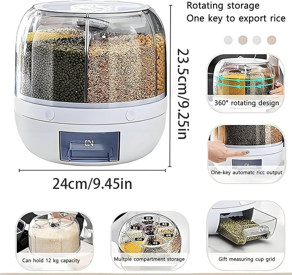 Rotary compartment grain container