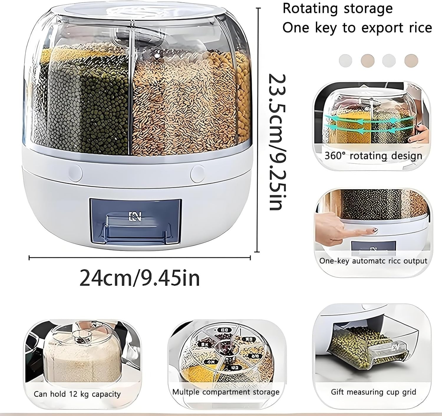 Rotary compartment grain container