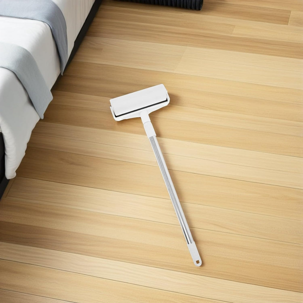 Large reusable lint roller with an extendable long handle