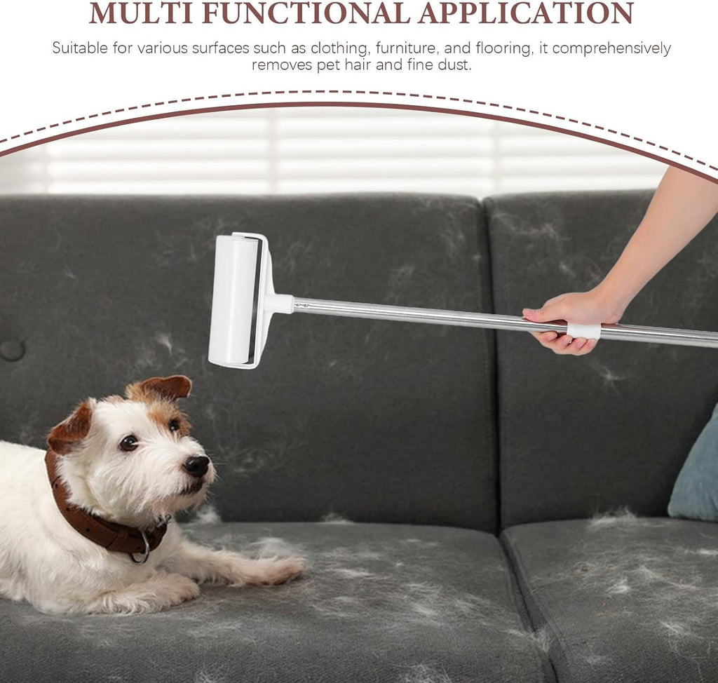 Large reusable lint roller with an extendable long handle