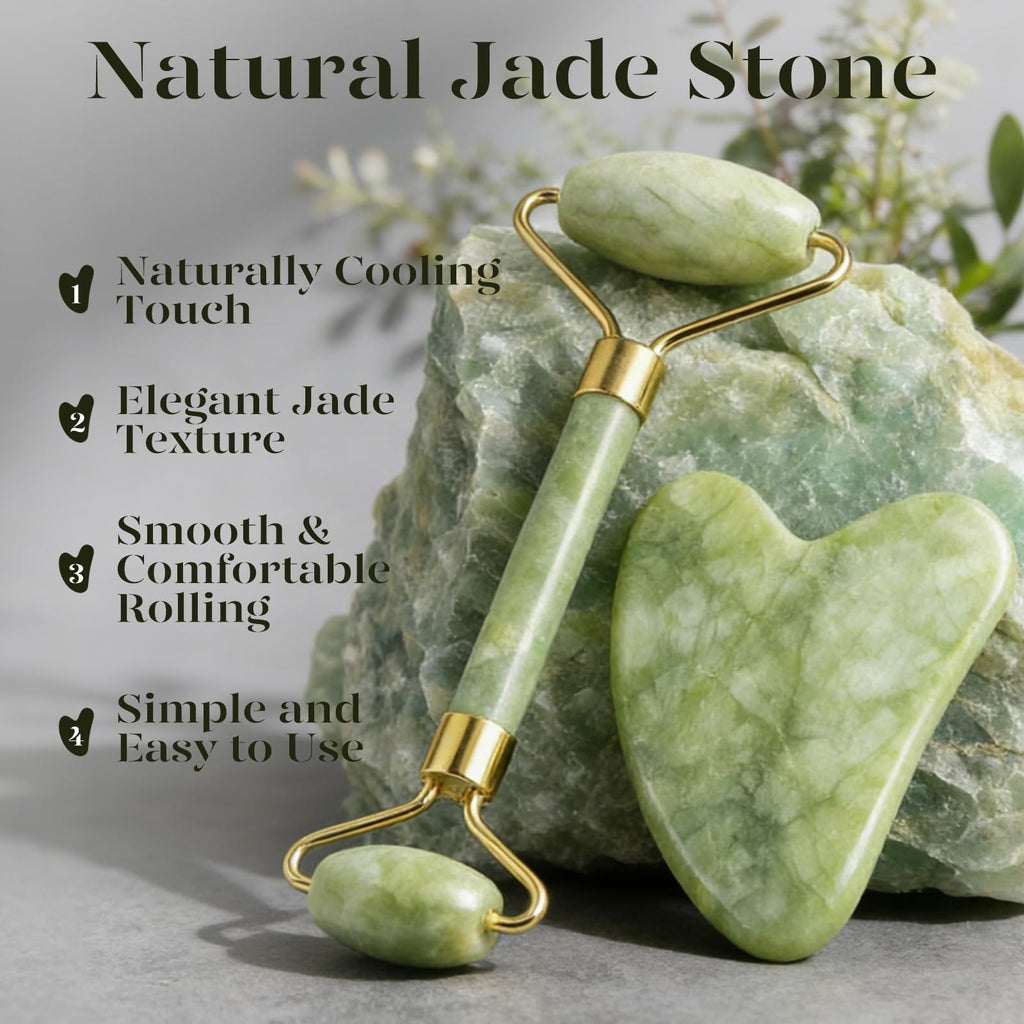 Double Natural Head Facial Massage Roller Jade Face Slimming
