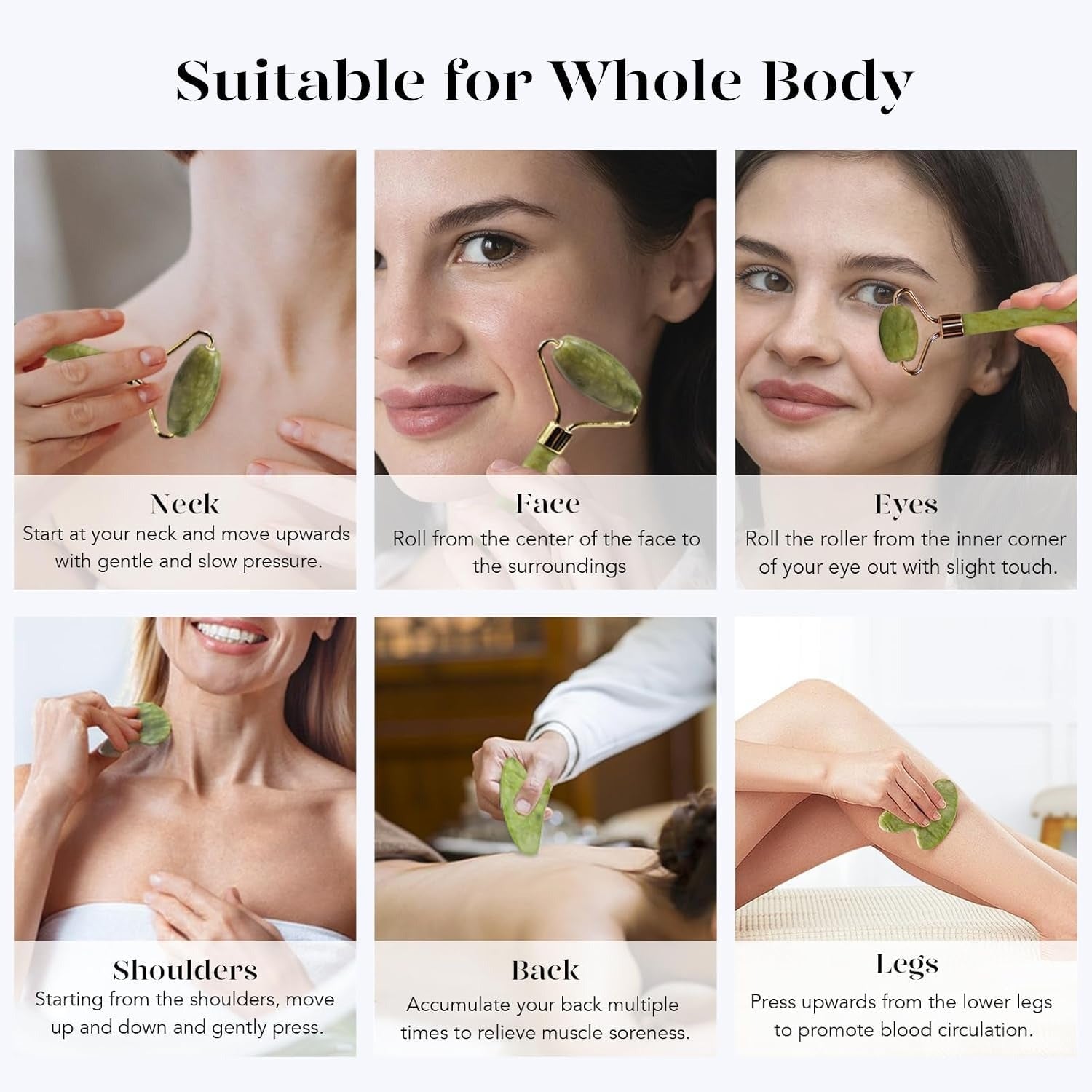 Double Natural Head Facial Massage Roller Jade Face Slimming