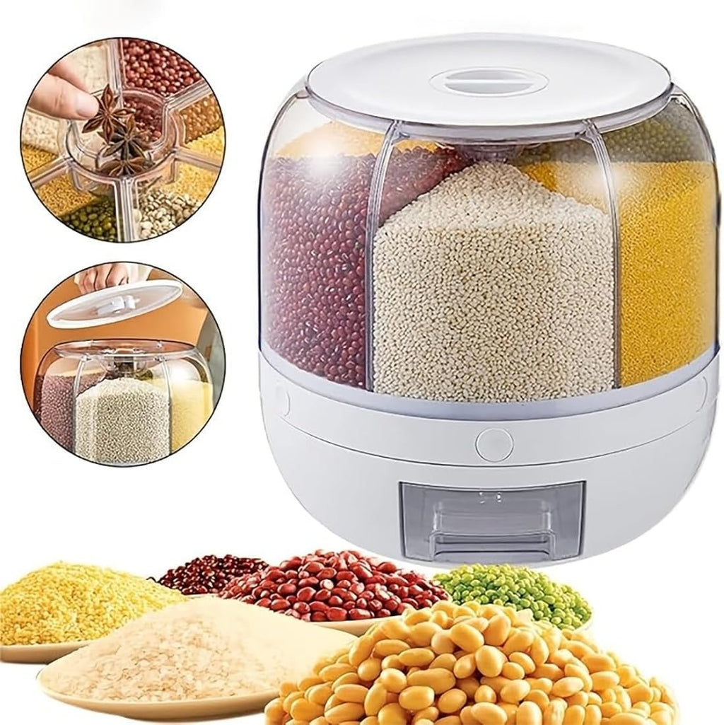 Rotary compartment grain container