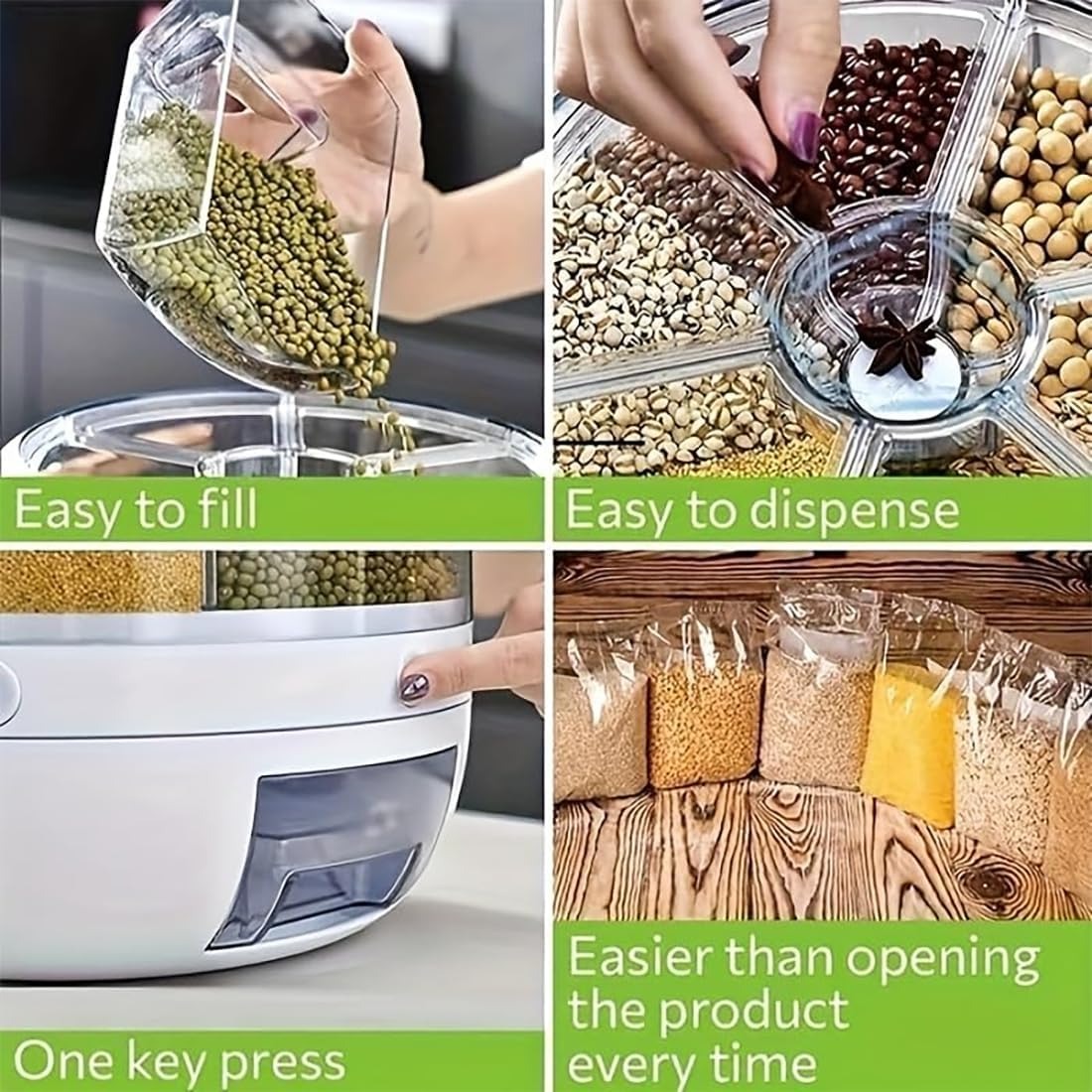 Rotary compartment grain container