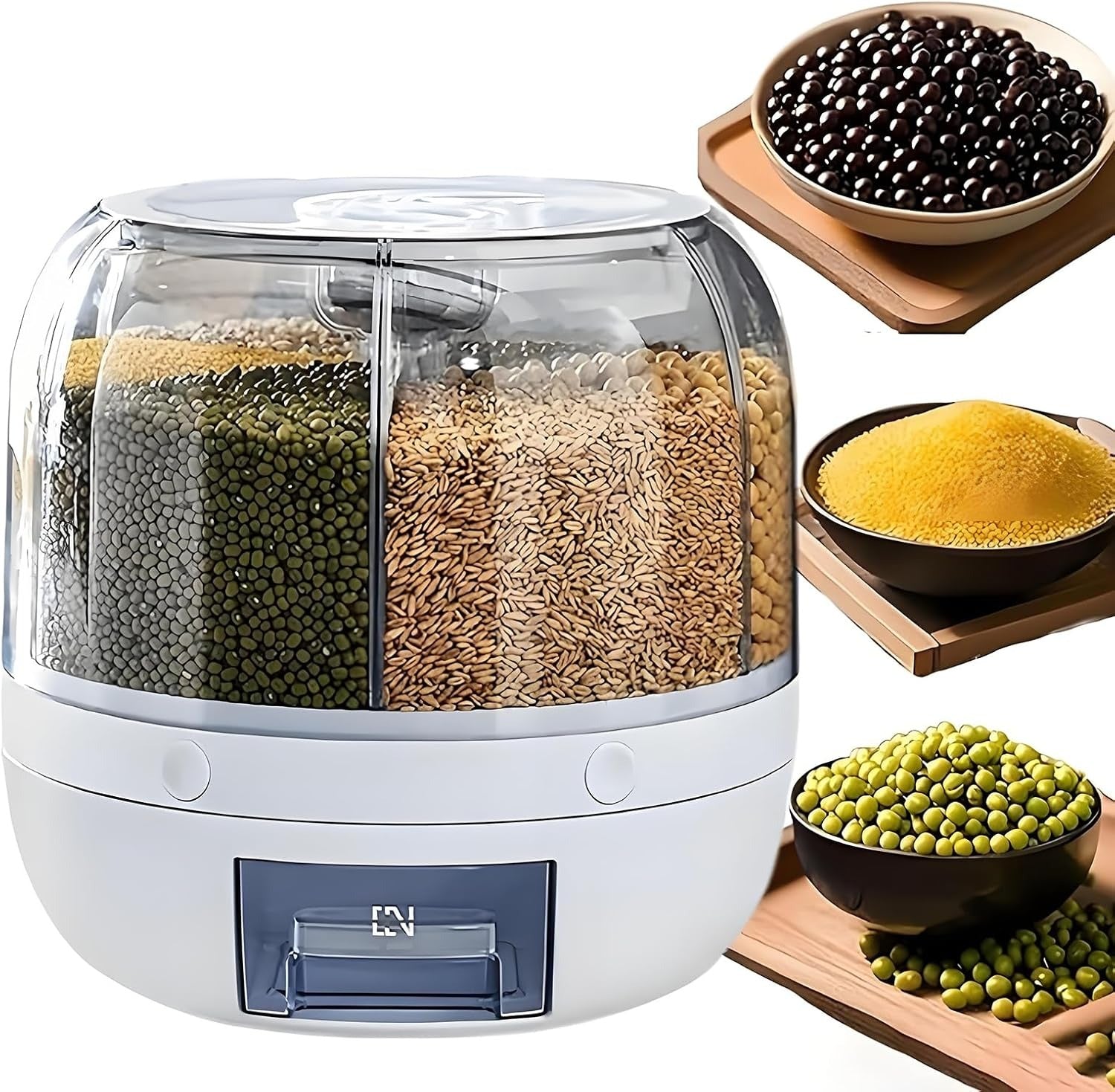 Rotary compartment grain container