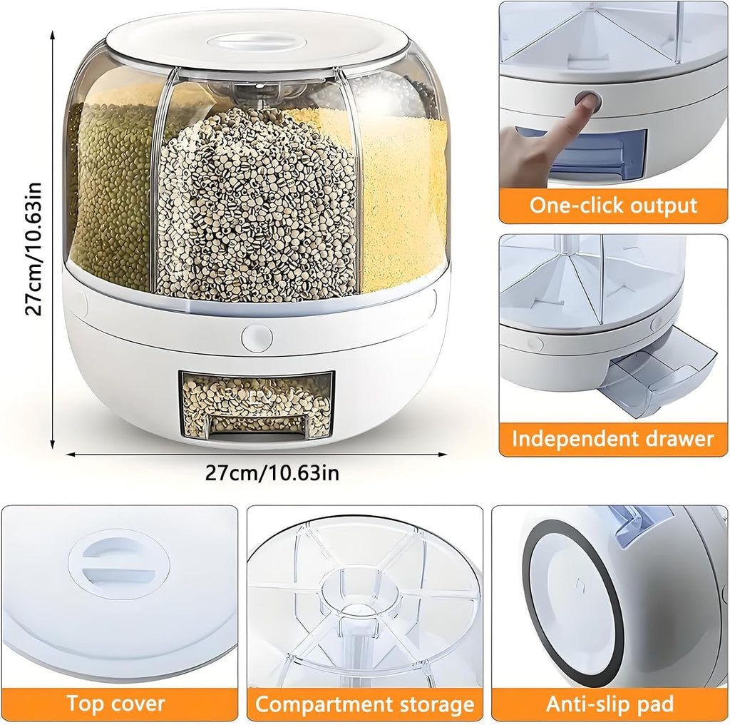 Rotary compartment grain container
